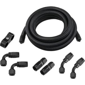 Ucreative 8AN CPE Fuel Hose Line Fitting Kit AN8 Nylon Braided Fuel Hose 10FT Black ID: 0.43 inch (11mm)