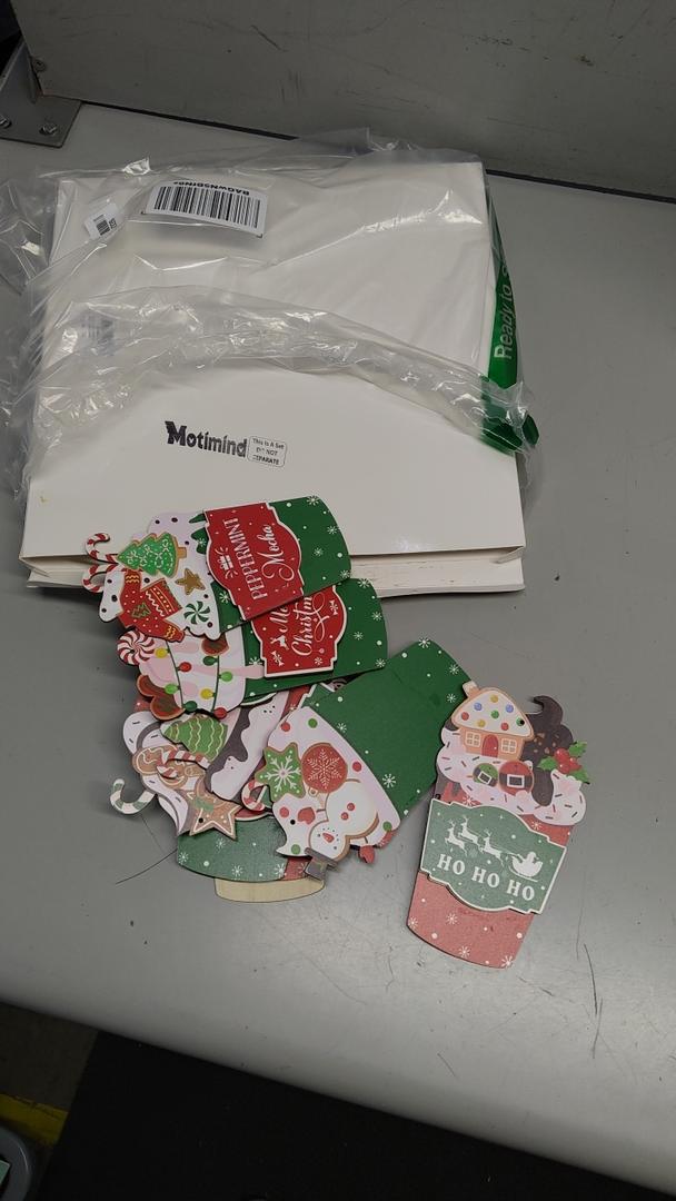 MotiMind 12 Pcs Christmas Card Money Gift Holder Wooden Coffee Money and Gift Card Sleeves Christmas Cash Holders for Xmas Tree Ornament Winter Holiday Party Decor