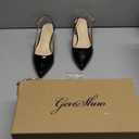 GENSHUO Low Kitten Heels Women's Slingback Dressy Pumps Pointed Closed Toe Ankle Strap Elegant Wedding Pumps Formal Comfortable Shoes 6, Black