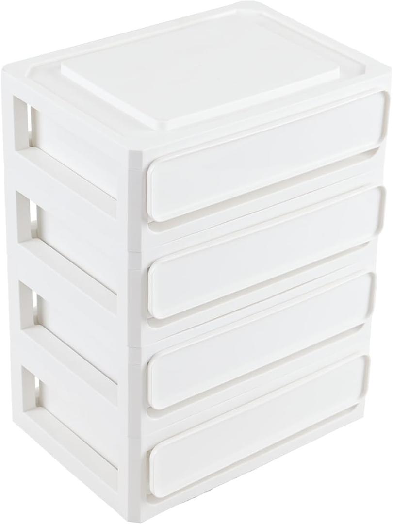 4 Qt Plastic Stacking Storage Drawer Unit, Set of 4 Small Plastic Storage Drawer, White 4 Qt Plastic Stacking Storage Drawer Unit, Set of 4 Small Plastic Storage Drawer, White