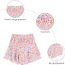 Flowy Shorts for Women Casual Boho Floral Skorts Ruffle Mini Skirts Running Tennis Butterfly Chiffon Shorts (S)