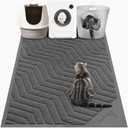 WePet Cat Litter Box Mat(No. 02-2), Kitty Premium PVC Pad, Durable Trapping Rug, Phthalate Free, Urine-Resistant, Scatter Control, XXL 47 x 36, Grey (47x36 Inch (Pack of 1)