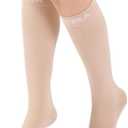 Open Toe Compression Socks for Women Men - 20-30 mmHg Toeless Knee High Compression Stockings for Circulation Support Varicose Vein Shin Splints Swelling, Beige Large