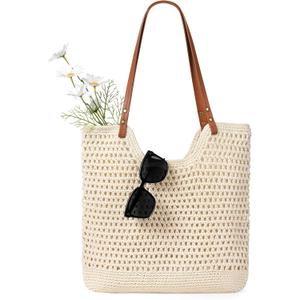 Sightor Crochet Beach Bag Woven Tote Bag Summer Boho Bag for Vacation | Crochet Bag for Women Summer Beach Bag Travel Casual Shoulder Bag