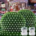 Hezbjiti Pack of 2 Battery Operated Christmas Net Lights Outdoor Total 200LED 5FT x 3.3FT Waterproof Timed Memory Mesh Lights for Xmas Trees Bushes Garden Yard Lawn Patio Christmas Decor (Cool White)