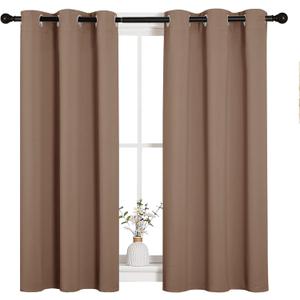 NICETOWN Blackout Window Curtains and Drapes for Kitchen, Window Treatment Thermal Insulated Solid Grommet Blackout Drapery Panels (Set of 2, 34 by 45 inches, Cappuccino)