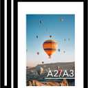 JCJMY 16.5x23.4 A2 Picture Frame Set of 3 Black with 11.7x16.5 A3 Mat, Display Photo 11.7x16.5 with Mat or 16.5 x 23.4 Without Mat, Wall Hanging Large Frame with Plexiglass, 3 Pack, Black