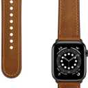 OUHENG Leather Bands Compatible with Apple Watch Band 49mm/46mm/45mm/44mm/42mm, Genuine Leather Strap for iWatch Ultra 3/2/1 & SE 3/2/1 Series 11 10 9 8 7 6 5 4 3 2 1 (Retro Brown/Black)