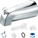 Enhon Tub Spout with Diverter, Universal Fits 1/2'' Copper Pipe, 1/2'' IPS and 3/4'' IPS, Bathroom Bathtub Tub Faucet Replacement with Adapters (Chrome)
