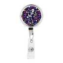 Andaz Press Retractable Badge Reel Holder with Clip, Heavy Duty Metal Name Tag ID Key Belt Clip Floral X Ray Skeleton, Essential Nurse, RN, Medical ID, Doctor, Pediatric, Hospital ER Work Gift, Pack Of 2