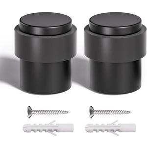 SANATO 25Pcs Black Door Stopper Floor Mounted with Black Rubber, Cylindrical 304 Stainless Steel Made