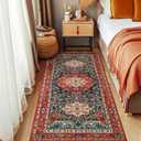 YJ.GWL 2x6 Rug Runners for Hallways, Non Slip Kitchen Washable Long Runner Rugs, Soft Floral Vintage Carpet Runner for Livingroom Bedroom Bathroom Entryway, Orange-Red