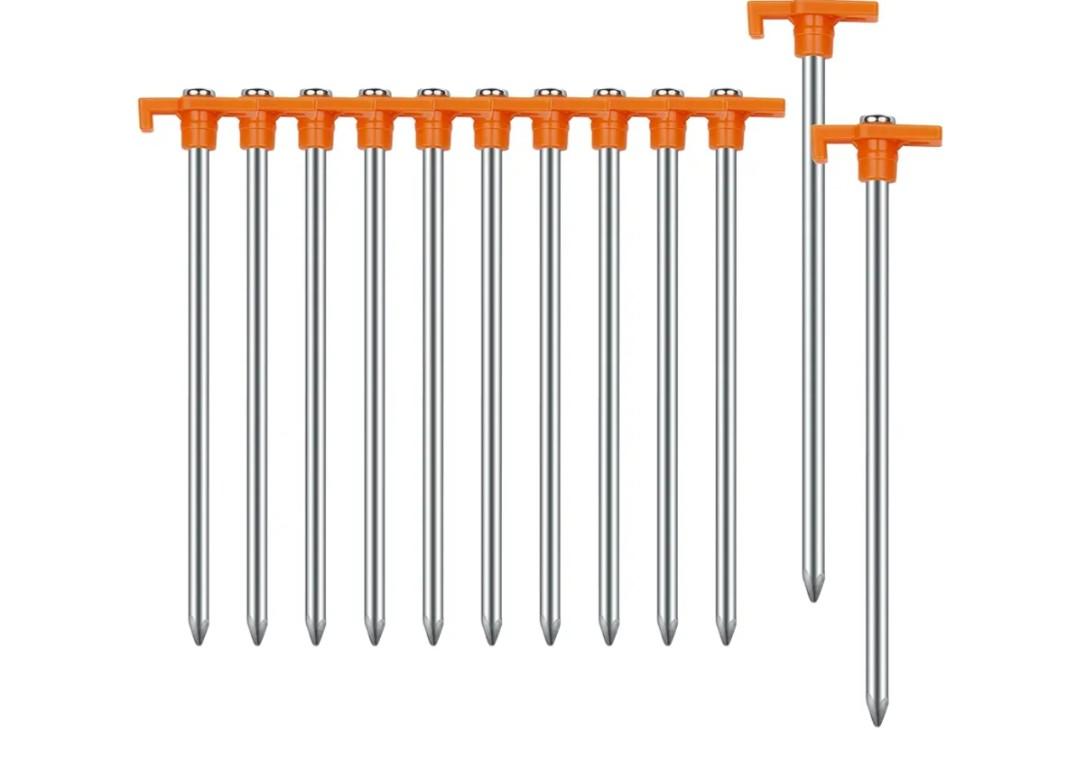 Tent Stakes Camping Stakes,AVOFOREST 7.1inch Non-Rust Metal Tent Pegs Ground Stakes Tent Spikes Camping,Garden,Hiking Orange (Orange 12pcs, 7.1IN)