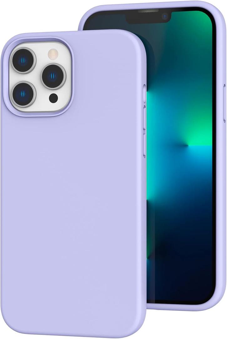 K TOMOTO Compatible with iPhone 13 Pro Case, [Drop Protection] [Anti-Fingerprint] Shockproof Liquid Silicone Cover with Microfiber Lining Phone Case for iPhone 13 Pro 6.1" (2021), Light Purple