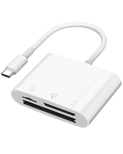 SD Card Reader USB C for iPhone 15/Android Phone/iPad/Mac/Laptop, Three Card Slot Micro SD Card Reader Supports SD Micro SD CF Card, Digital Camera Viewer Memory Card Reader Plug and Play