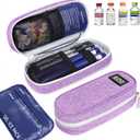 Insulin Cooler Travel Case TSA Approved with Temperature Display  Diabetic Medication Travel Case with 2  90g Ice Packs, Portable Medicine Organizer for 34 Insulin Pens and Diabetic Supplie(Purple)