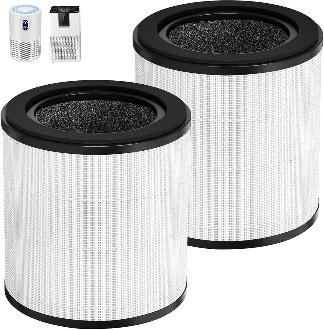 B-D02L Replacement Filter,Compatible with MOOKA B-D02L/M05 Air Purifier,Also fits VEWIOR B-D02U&KOIOS B-D02L Air Purifier,Replacement Filter for MOOKA Air Purifier B-D02L 2-Pack (White (black cover plate))