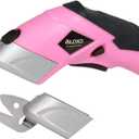 VLOXO Cordless Electric Scissors Cardboard Cutter with 2 Type Blades Rechargeable Powerful Shears Cutting Tool for Fabric Electric Box Cutter Leather Felt with Charger & Storage Box-Pink
