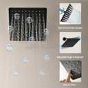 3 Handle Tub Shower Faucet, Matte Black Three Handle Shower Faucet Set with Waterfall Tub Spout and 8" Rainfall Shower Head, 3 Knob Shower Tub Faucet Set
