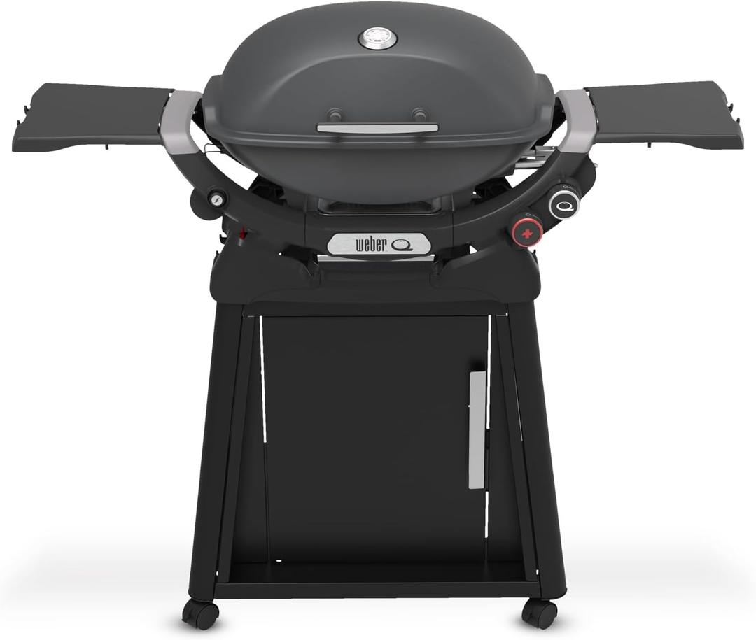 Weber Q 2800N+ Liquid Propane Grill with Stand, Charcoal Grey  Wide 250700F Temp Range with Plus Burner for Searing, LowTemp Roasting & High-Dome Lid