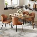 VASAGLE EKHO Collection - Dining Chairs Set of 4, Upholstered Kitchen Chairs, Comfortable Seat, Synthetic Leather with Stitching, Mid-Century Modern, Easy Assembly, Living Room Lounge, Caramel Brown