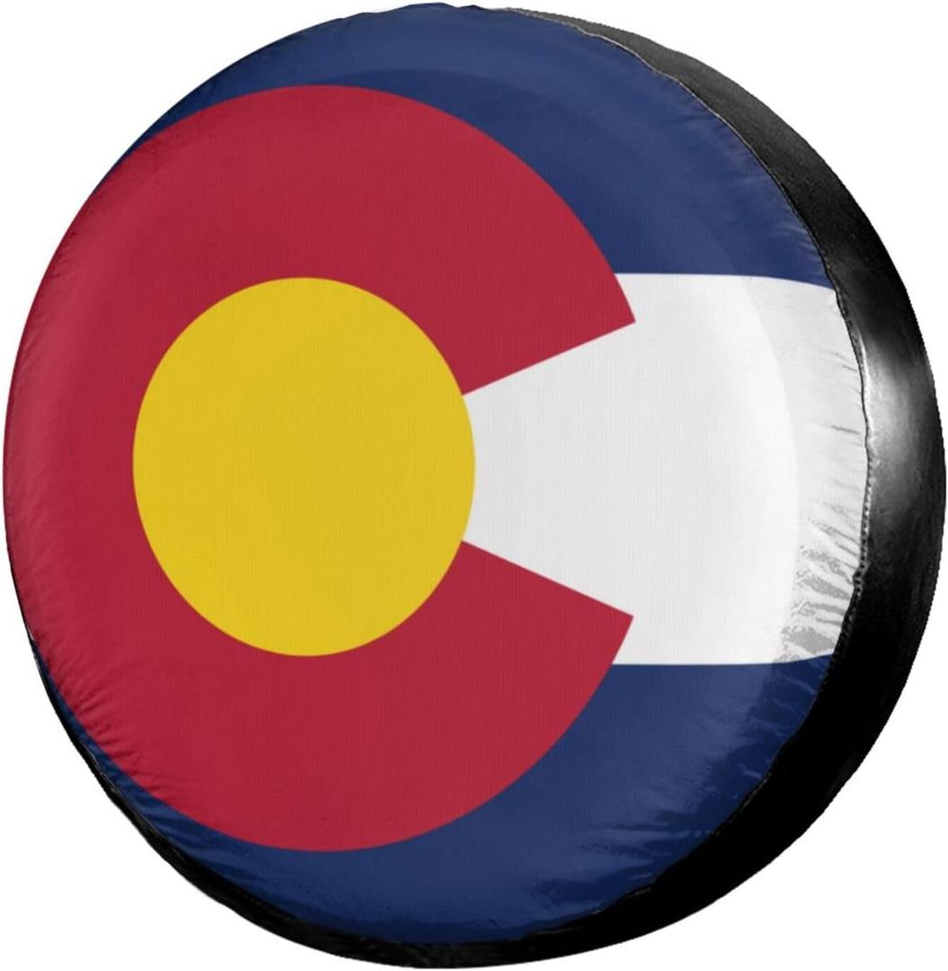 Foruidea Colorado Flag Spare Tire Cover Dust-Proof Wheel Tire Cover Fit Trailer, RV, SUV and Many Vehicle 15 Inch