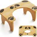 Foldable Bamboo Toilet Stool for Adults and Kids, Cute Poop Stool for Bathroom, 7 Inches Squatting Potty, No Assembly Required