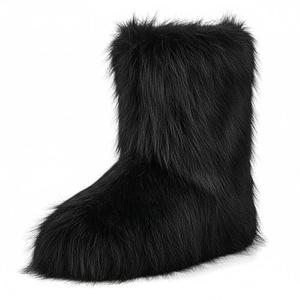 CEPEPRIN Women's Faux Fur Boots Furry Fuzzy Snow Boots Fluffy Winter Boot Warm Comfortable Mid-Calf Boot Outdoor Indoor Flat Shoes Size 8