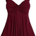 SOLY HUX Women's Plus Size Babydoll Tops Twist Front Sleeveless Peplum Flowy Going Out Top Pure Burgundy X-Large Plus