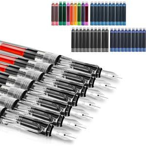 Calligraphy Set, 7 Pcs Fountain Pen with Different Replaceable Nib and 40 Replaceable Ink Cartridge in 11 Color for Beginner Writing and Drawing Calligraphy Kit