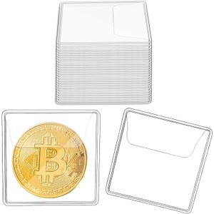 Ysglory 150Pcs Single Pocket Coin Flips Clear Coin Collector Protectors Individual Plastic Sleeves Holders Small Coin Pouch for Jewelry Storage Currency Collectors (2.2 x 2.2 Inch) (Rectangular)