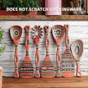Gudamaye Pakkawood 7-Piece Wooden Cooking Utensils, Wooden Spoons for cooking, Wooden Utensil set, Pinkish-Orange Pakkawood Cooking Spoons, Non-Stick Spoon, Pakkawood kitchen utensils