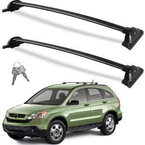 Lockable Roof Rack Cross Bars 220lbs Compatible with Honda CRV CR-V 2007 2008 2009 2010 2011 EX EX-L LX 2.4L L4,Heavy Duty Aluminum Roof Rails Crossbars Cargo Canoe Black Rooftop Carrier Luggage