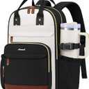 Laptop Backpack for Women Bag: 15.6 inch Backpacks with Pouch Pocket for Large Capacity Cup Travel Waterproof Bookbag Anti-theft College Casual Work Book Bags for Teacher Nurse Black Beige