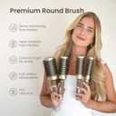 AIMIKE Round Hair Brush, Nano Thermal Ceramic & Ionic Tech, 2.1 Inch Barrel with Boar Bristles for Enhanced Texture, Golden, Hair Drying, Styling, Curling and Shine + 4 Free Clips