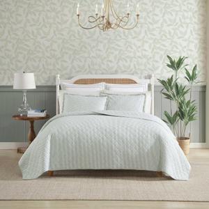 Laura Ashley - Full/Queen Quilt Set, Simple, Comfortable and Breathable Bedding with Matching Sham(s), Super Soft and Cozy Home Decor (Oxford Stripe Green, Full/Queen)