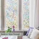Finnez Window Privacy Film Rainbow Decorative Window Film, 3D Static Stained Glass Cling Tint for Home Heat Control Non-Adhesive, 35.4 x 118.1 inches