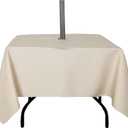 Outdoor Tablecloth Wrinkle-Free Stain Resistant Waterproof Polyester Fabric Table Cover with Zipper Umbrella Hole for Picnic/Party/Dinner/Patio Garden(6060inch Square,Zippered,Nature)