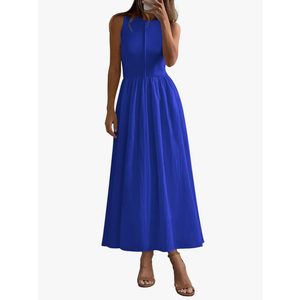 PRETTYGARDEN Women Maxi Dresses Summer 2025 Casual Sleeveless Patchwork Flowy Vacation Beach Sundress Knit Tank Dress(Blue, Large)