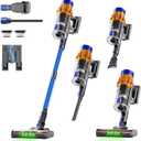 Cordless Vacuum Cleaner, 650W 48KPA 60Min Wireless Vacuum for HomeStick Vacuum with Green Light Anti-Tangle, Rechargeable Vacuum Cleaners for Pet Hair Carpet Hard Floors (Blue)