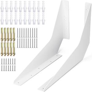 Blulu One Pair Heavy Duty Commercial Bracket, Countertop Support Bracket, Steel Mounting Reversible Holder Workstation Industrial Support Holder for Shelves Desks(12" x 18",White)