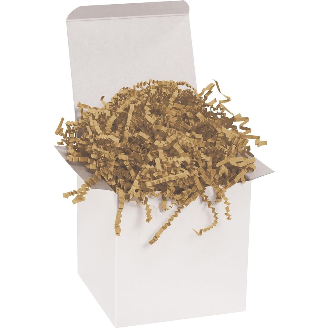 BOX USA Kraft Crinkle Paper Filler (10lb) - Shredded Paper for Basket Stuffing, Shipping, Packaging, Confetti, Crafts & Holidays - Crinkle Cut, 10 count