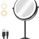 8" Vanity Mirror with Lights Rechargeable, 1X/10X Magnifying Makeup Mirror with Touch Screen, 54 LED Adjustable Brightness, 3 Color Modes, 360 Rotation for Tabletop & Bedroom