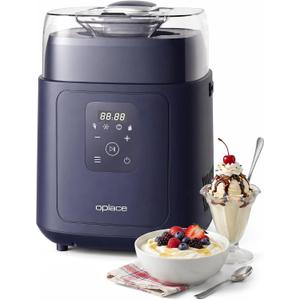4-in-1 Compressor Ice Cream Maker (1.0Qt), No Pre-Freezing, Automatic Yogurt Maker, Gelato Sorbet Frozen Yogurt Soft Serve Machine, Compact Vertical Design for Home Kitchen(Blue)