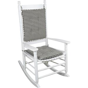 Klear Vu Porch Rocking Chair Cushion Set for Indoor and Outdoor Use, Assembled in The USA, Easy to Clean Stylish Seat and Back Pads with Fabric Ties, 20" x 17" x 2", Gingham Black