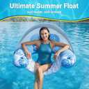 Pool Float for Adults with Canopy, XL Inflatable Chair Lounge Floaties with Adjustable Sun Shade Cover, Drink Holder, Ergonomic Headrest