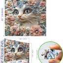 2 x MINIWAN Cat Jigsaw Puzzles for Adults 500 Pieces, 20x20 Inch | Colorful Crystal Flower Design, Pretty Diamond Art Challenge, Letters on Back, Reference Poster Included, Dust Free