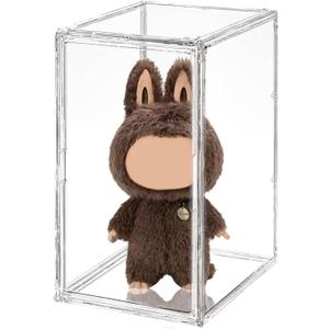 BOHOIDEE Extra Large 19.7"X14.6"X11.6" Acrylic Display Case with 2 Division Boards, Clear Organizer Box Plastic Holder with Magnetic Door for Handbags, Purses, Boots, Figures