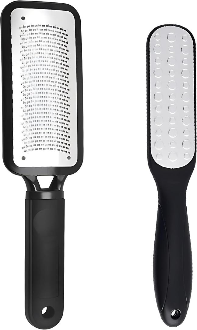 2-Pack Foot Files Callus Remover Stainless Steel Foot Rasp Double Sided Foot File Professional Scrubber Pedicure Tools for Foot Care