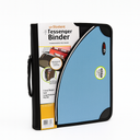 3-Ring Messenger Binder Zippered Multiple Storage Pockets Blue Notebook